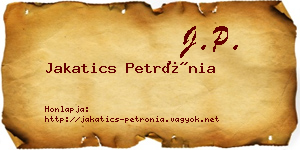 Jakatics Petrónia névjegykártya